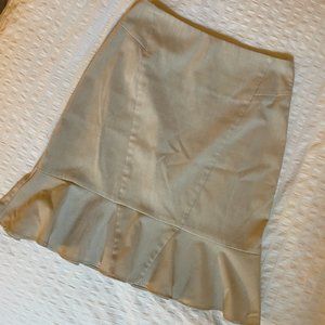 Professional Tan Pencil Skirt with Ruffle